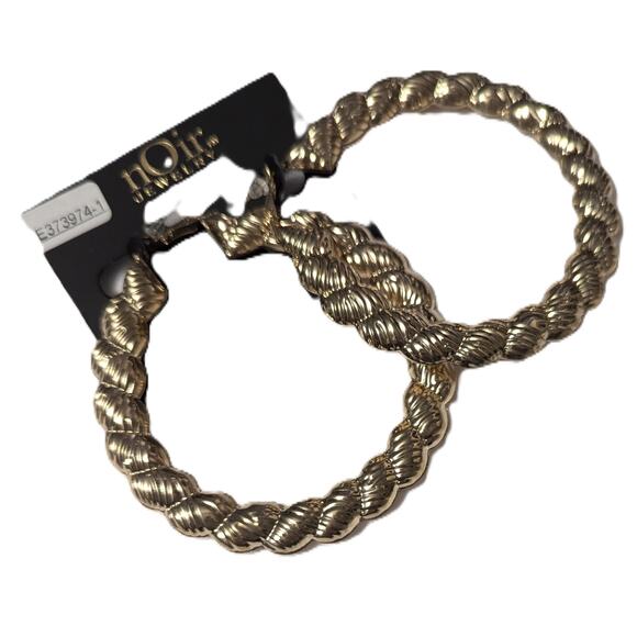nOir Gold Tone Rope Hoops Classic Twist Earrings - Picture 4 of 6